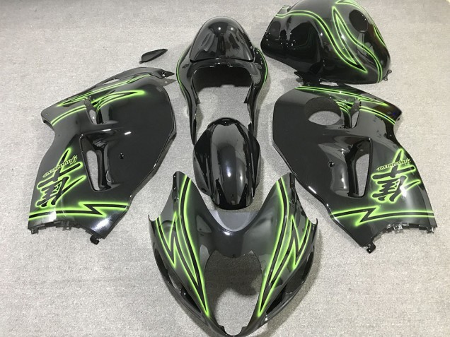 1997-2007 Black & Green Lightning Suzuki GSXR 1300 Fairings 1997-2007 Black & Green Lightning Suzuki GSXR 1300 Fairings