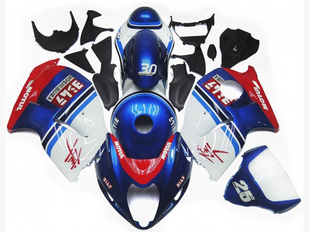 1997-2007 Blue and White Custom with Red Suzuki GSXR 1300 Fairings 1997-2007 Blue and White Custom with Red Suzuki GSXR 1300 Fairings