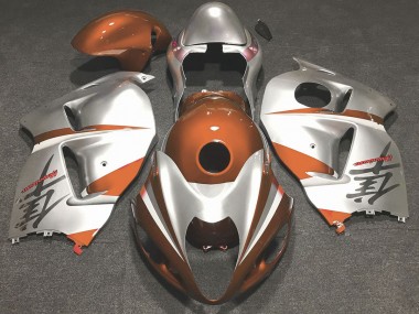 1997-2007 Gloss Orange and Silver Suzuki GSXR 1300 Fairings