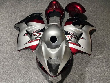 1997-2007 Gloss Silver and Candy Red Suzuki GSXR 1300 Fairings