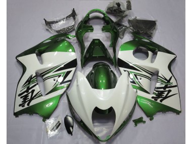 1997-2007 Gloss White & Green Suzuki GSXR 1300 Fairings