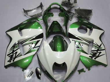 1997-2007 Gloss White & Green Suzuki GSXR 1300 Fairings