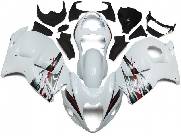 1997-2007 Gloss White and Silver Style Suzuki GSXR 1300 Fairings 1997-2007 Gloss White and Silver Style Suzuki GSXR 1300 Fairings