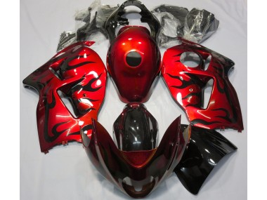 1997-2007 Red & Black Flame Suzuki GSXR 1300 Fairings