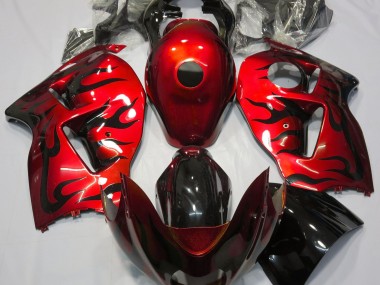 1997-2007 Red & Black Flame Suzuki GSXR 1300 Fairings