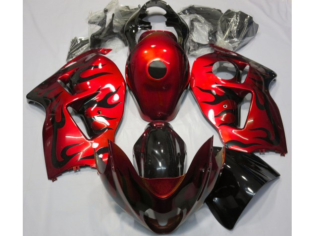 1997-2007 Red & Black Flame Suzuki GSXR 1300 Fairings 1997-2007 Red & Black Flame Suzuki GSXR 1300 Fairings