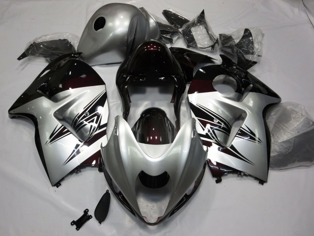 1997-2007 Silver and Dark Red Suzuki GSXR 1300 Fairings 1997-2007 Silver and Dark Red Suzuki GSXR 1300 Fairings