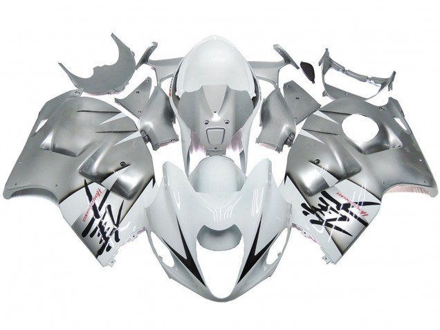 1997-2007 Silver and White Gloss OEM Style Suzuki GSXR 1300 Fairings 1997-2007 Silver and White Gloss OEM Style Suzuki GSXR 1300 Fairings