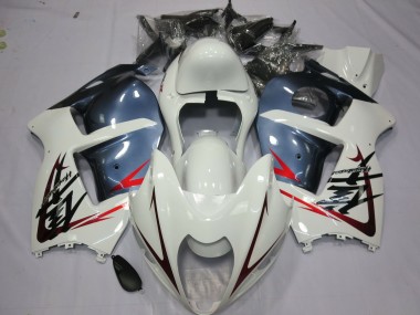 1997-2007 White and Dusty Blue Suzuki GSXR 1300 Fairings