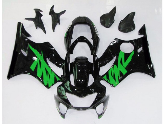 1999-2000 Gloss Black & Green Honda CBR600 F4 Fairings