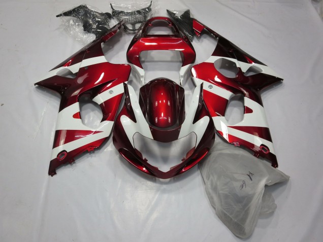 2000-2002 Deep Red and White Suzuki GSXR 1000 Fairings 2000-2002 Deep Red and White Suzuki GSXR 1000 Fairings