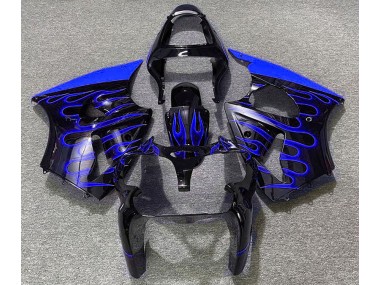 2000-2002 Gloss Black & Blue Flame Kawasaki ZX6R Fairings