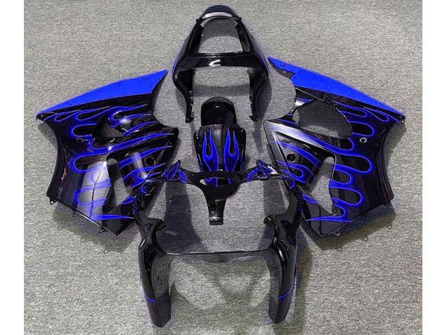 2000-2002 Gloss Black & Blue Flame Kawasaki ZX6R Fairings 2000-2002 Gloss Black & Blue Flame Kawasaki ZX6R Fairings