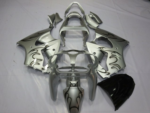 2000-2002 Silver Flame Kawasaki ZX6R Fairings