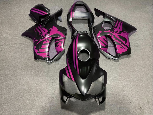 2001-2003 Matte Black & Pink Skull Honda CBR600 F4i Fairings 2001-2003 Matte Black & Pink Skull Honda CBR600 F4i Fairings