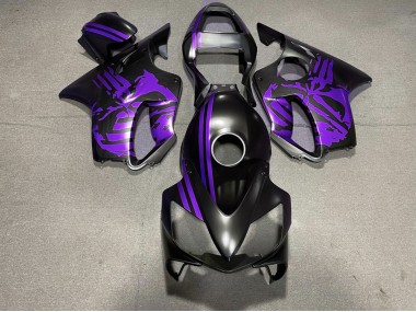 2001-2003 Matte Black & Purple Skull Honda CBR600 F4i Fairings