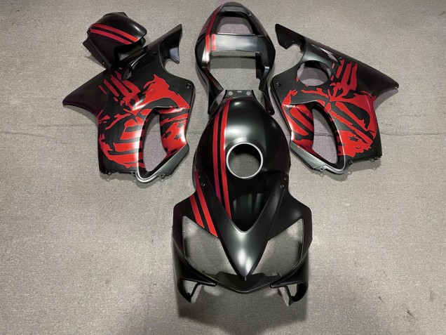 2001-2003 Matte Black & Red Skull Honda CBR600 F4i Fairings 2001-2003 Matte Black & Red Skull Honda CBR600 F4i Fairings