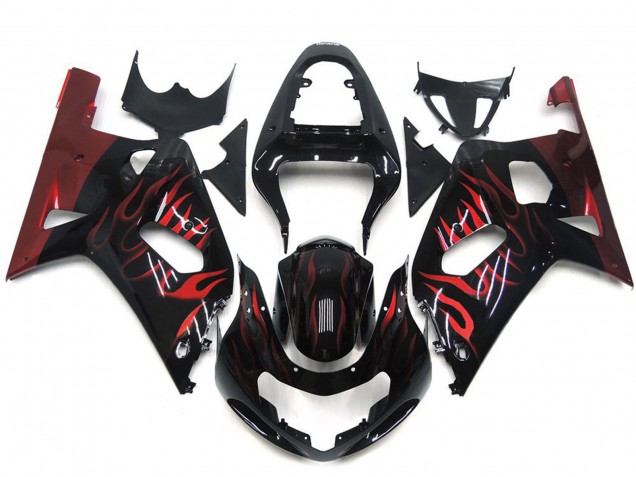 2001-2003 Vibrant Red Flame Suzuki GSXR 600-750 Fairings 2001-2003 Vibrant Red Flame Suzuki GSXR 600-750 Fairings