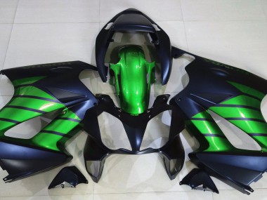 2002-2012 Matte Black & Green Honda VFR800 Fairings
