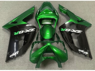 2003-2004 Gloss Green and Black Kawasaki ZX6R Fairings