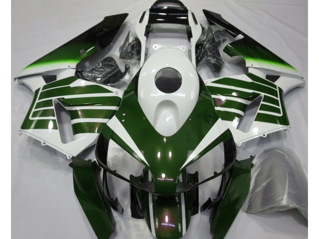 2003-2004 Gloss White & Green Fade Honda CBR600RR Fairings