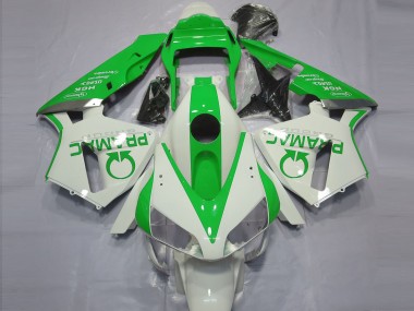 2003-2004 Gloss White and Green PRAMAC Honda CBR600RR Fairings