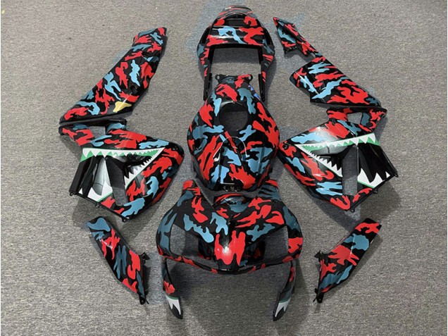 2003-2004 Red and Blue Camo Honda CBR600RR Fairings