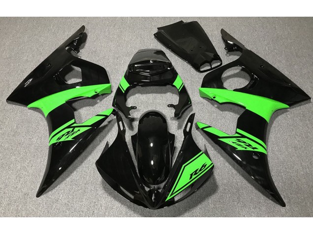 2003-2005 Gloss Black and Green Yamaha R6 Fairings 2003-2005 Gloss Black and Green Yamaha R6 Fairings