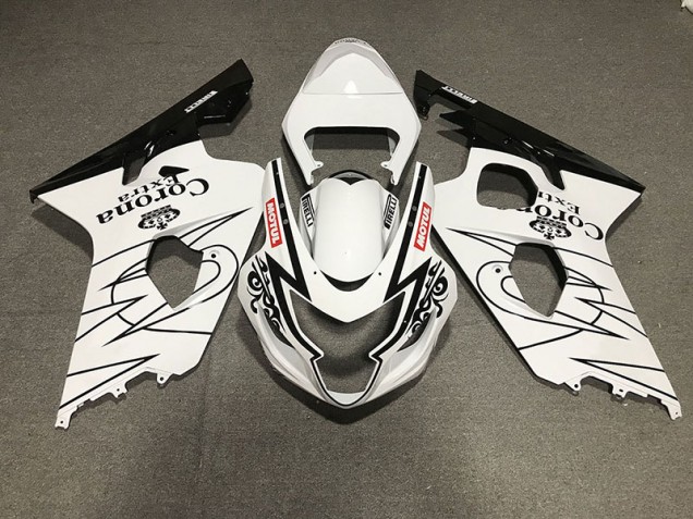 2004-2005 Gloss Black and White Corona Style Suzuki GSXR 600-750 Fairings 2004-2005 Gloss Black and White Corona Style Suzuki GSXR 600-750 Fairings