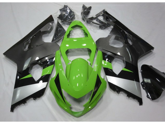 2004-2005 Green and Silver Suzuki GSXR 600-750 Fairings