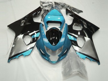 2004-2005 Light Blue Silver and Black Suzuki GSXR 600-750 Fairings