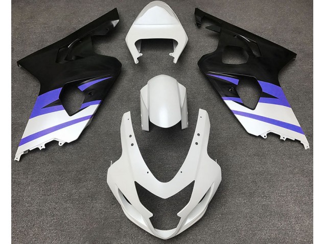 2004-2005 Matte White & Blue Suzuki GSXR 600-750 Fairings 2004-2005 Matte White & Blue Suzuki GSXR 600-750 Fairings