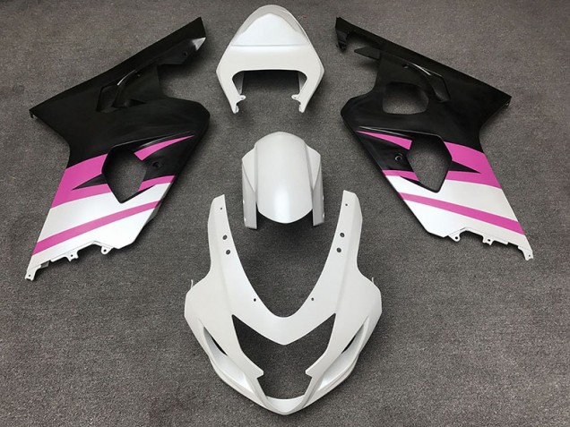 2004-2005 Matte White & Pink Suzuki GSXR 600-750 Fairings 2004-2005 Matte White & Pink Suzuki GSXR 600-750 Fairings