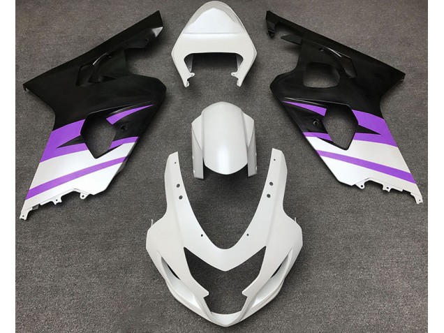 2004-2005 Matte White & Purple Suzuki GSXR 600-750 Fairings 2004-2005 Matte White & Purple Suzuki GSXR 600-750 Fairings