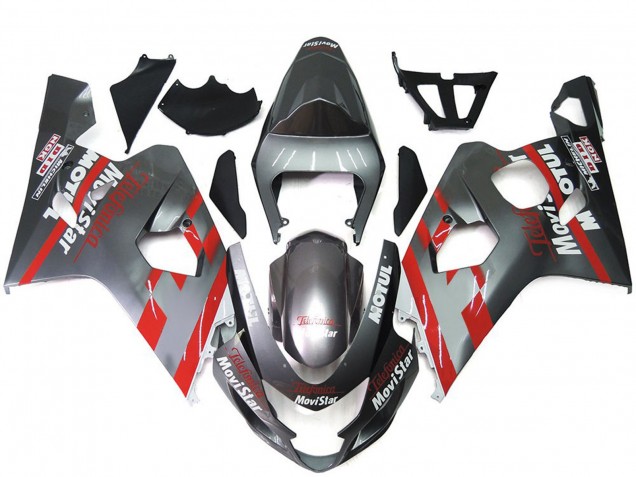 2004-2005 Silver and Red MoiStar Suzuki GSXR 600-750 Fairings 2004-2005 Silver and Red MoiStar Suzuki GSXR 600-750 Fairings