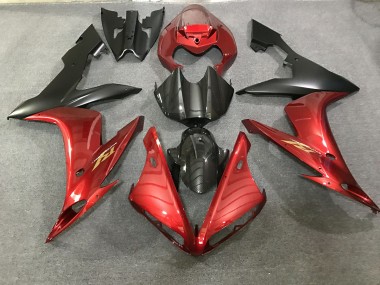 2004-2006 Maroon Red and Carbon Style Yamaha R1 Fairings