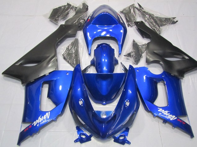 2005-2006 Blue and Black Kawasaki ZX6R Fairings 2005-2006 Blue and Black Kawasaki ZX6R Fairings