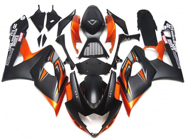 2005-2006 Custom Matte and Gloss Black and Orange Suzuki GSXR 1000 Fairings 2005-2006 Custom Matte and Gloss Black and Orange Suzuki GSXR 1000 Fairings
