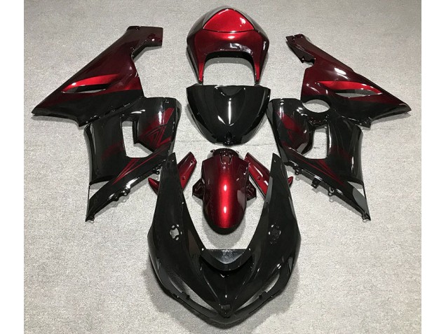 2005-2006 Gloss Black & Deep Red Kawasaki ZX6R Fairings 2005-2006 Gloss Black & Deep Red Kawasaki ZX6R Fairings