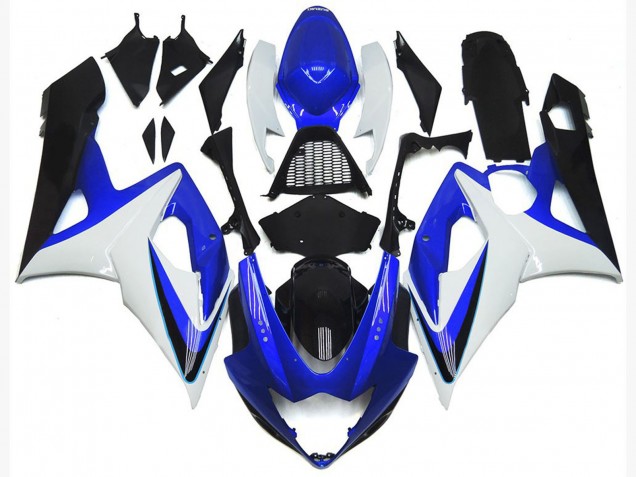 2005-2006 Gloss Blue and White with red Suzuki GSXR 1000 Fairings 2005-2006 Gloss Blue and White with red Suzuki GSXR 1000 Fairings
