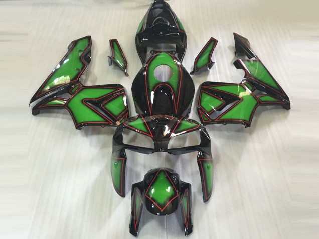 2005-2006 Green & Red Outline Honda CBR600RR Fairings