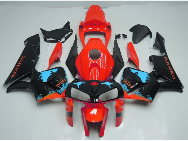2005-2006 Light Blue Splatter on Red Honda CBR600RR Fairings