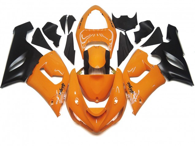 2005-2006 Light Orange and Black Kawasaki ZX6R Fairings 2005-2006 Light Orange and Black Kawasaki ZX6R Fairings