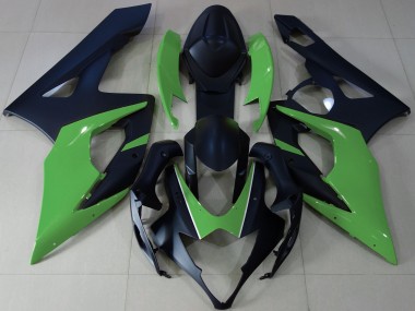2005-2006 Matte Black & Green Suzuki GSXR 1000 Fairings
