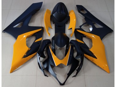 2005-2006 Matte Black & Light Orange Suzuki GSXR 1000 Fairings