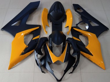 2005-2006 Matte Black & Light Orange Suzuki GSXR 1000 Fairings