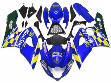 2005-2006 MoviStar Blue and Yellow Check Suzuki GSXR 1000 Fairings