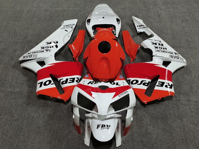 2005-2006 White Red and Orange Repsol Honda CBR600RR Fairings