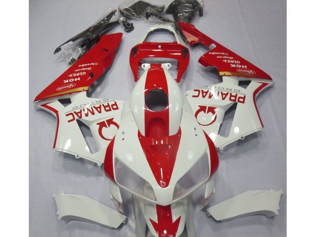2005-2006 White and Red Custom Honda CBR600RR Fairings