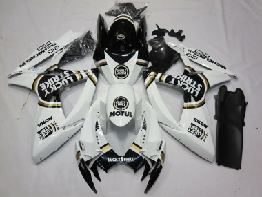 2006-2007 Black White Lucky Strike Suzuki GSXR 600-750 Fairings